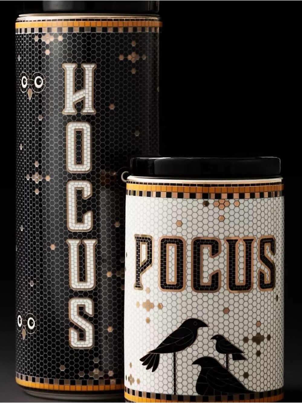 Anthropologie Hocus Canister Set - Black, White, Gold